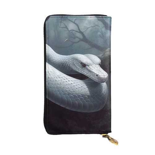 LKTPSKQRY Damen-Geldbörse, Leder, schmal, lang, Kartenhalter, Reißverschluss, Clutch, weiße Schlange, Reisegeldbörse von LKTPSKQRY