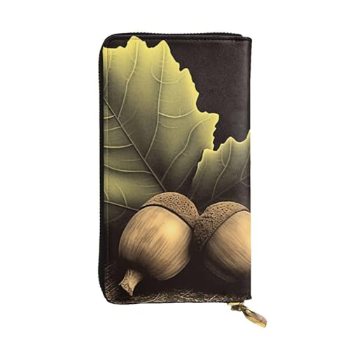 LKTPSKQRY Damen-Geldbörse, Leder, schmal, lang, Kartenhalter, Reißverschluss, Clutch, zwei Eicheln, Reisegeldbörse von LKTPSKQRY