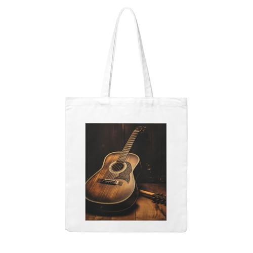 LKVNSWERT Old West Gitarren-Canvas-Tragetasche für Damen, Einkaufstasche, wiederverwendbar, Schultertasche, Handtasche, Old West Guitar, Einheitsgröße von LKVNSWERT
