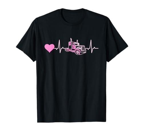 LKW Herzschlag EKG Puls Truckerin Trucker Damen LKW Fahrerin T-Shirt LKW Herzschlag EKG Puls Truckerin Trucker Damen LKW Fahrerin T-Shirt von LKW Fahrerin Geschenke LKW Fahrer Fernfahrer Truck