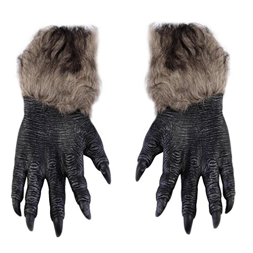 LKXHarleya 1 Paar Wolf Krallen Handschuhe Natürlich Latex mit Faux Pelz Schick Halloween Party Kleid Fotografie Zubehörteil von LKXHarleya