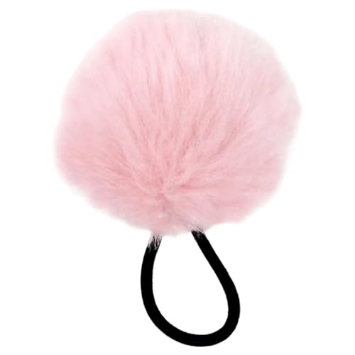 LKXHarleya Haargummi, weicher Pferdeschwanzhalter, 8 cm, elastisches Haargummi mit Pompom für Mädchen und Frauen, Hellrosa 1 von LKXHarleya