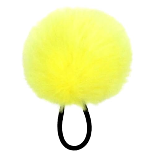 LKXHarleya Haargummi, weicher Pferdeschwanzhalter, 8 cm, elastisches Haargummi mit Pompom für Mädchen und Frauen, Zitronengelb von LKXHarleya