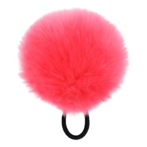 LKXHarleya Weicher Pferdeschwanzhalter, 8 cm Pompon-Haargummi für Mädchen und Frauen, Wassermelonenrot von LKXHarleya