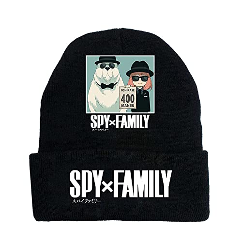 Anime Spy x Family Strickmützen Casual Mützen für Herren Damen Gestrickte Winter Hut Solide Bedrucktes Motorhaube Unisex Kappe von LKY STAR