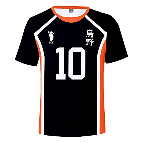 Japanese Anime Haikyuu T-Shirt Tops, Karasuno High School Volleyball Team Uniform Casual 3D T-Shirt Cosplay No.10, No.4,100-160 von LKY STAR