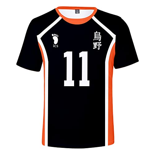 Japanese Anime Haikyuu T-Shirt Tops, Karasuno High School Volleyball Team Uniform Casual 3D T-Shirt Cosplay No.10, No.4,100-160 von LKY STAR