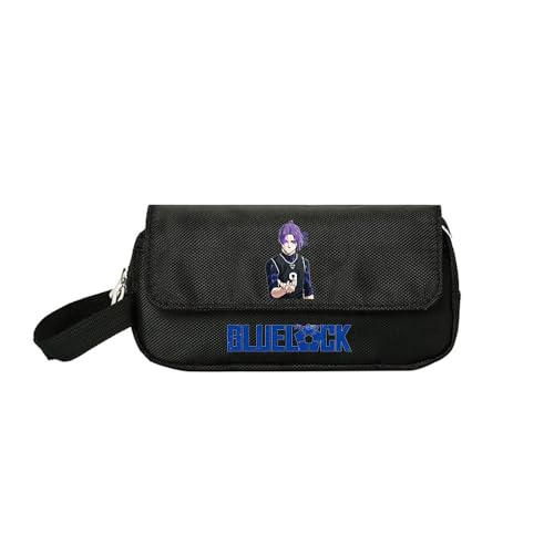 LKY STAR Anime Blue Lock Federmäppchen,Schwarze Kosmetiktasche mit Reißverschluss,Anime-Charaktere Design für Mädchen Jungen von LKY STAR