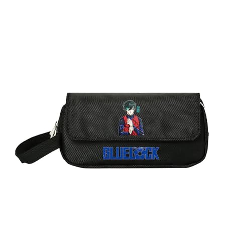 LKY STAR Anime Blue Lock Federmäppchen,Schwarze Kosmetiktasche mit Reißverschluss,Anime-Charaktere Design für Mädchen Jungen von LKY STAR