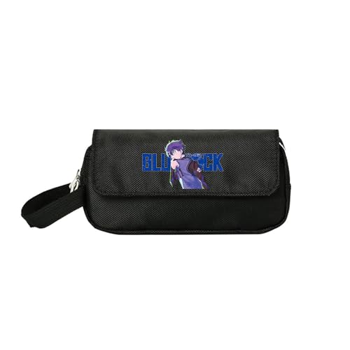 LKY STAR Anime Blue Lock Federmäppchen,Schwarze Kosmetiktasche mit Reißverschluss,Anime-Charaktere Design für Mädchen Jungen von LKY STAR