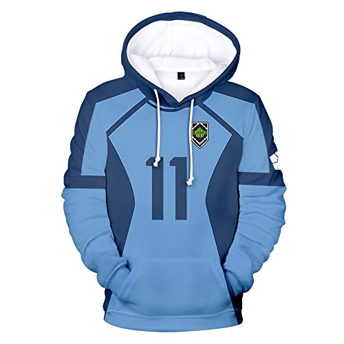 LKY STAR Anime Blue Lock Merch Cosplay Isagi Kapuzenpullover für Herren Damen Sweatshirt Harajuku Hoody von LKY STAR