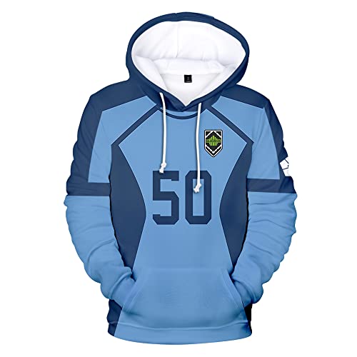 LKY STAR Anime Blue Lock Merch Cosplay Isagi Kapuzenpullover für Herren Damen Sweatshirt Harajuku Hoody von LKY STAR