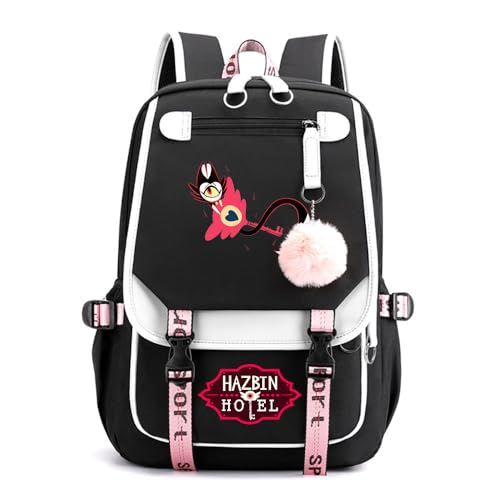LKY STAR Anime Hazbin Hotel Schultasche Mädchen Damen Daypacks Charlie Morningstar Vaggie Cosplay Backpack,Sehr Geeignet für die Schule/Reisen 22L von LKY STAR