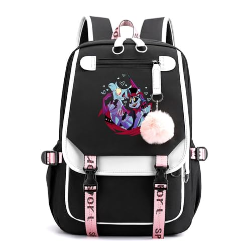 LKY STAR Anime Hazbin Hotel Schultasche Mädchen Damen Daypacks Charlie Morningstar Vaggie Cosplay Backpack,Sehr Geeignet für die Schule/Reisen 22L von LKY STAR