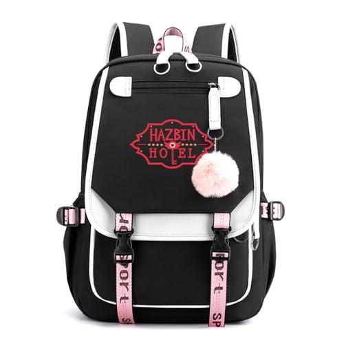 LKY STAR Anime Hazbin Hotel Schultasche Mädchen Damen Daypacks Charlie Morningstar Vaggie Cosplay Backpack,Sehr Geeignet für die Schule/Reisen 22L von LKY STAR