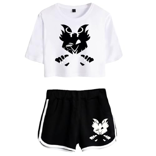 LKY STAR Anime Hazbin Hotel T-Shirts und Kurze Hose Set Charlie Morningstar Vaggie Cosplay Crop Top und Shorts 2pcs für Damen Mädchen von LKY STAR