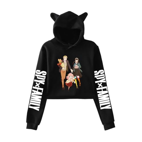 LKY STAR Anime Spy x Family Merch Damen Sexy Crop Hoodie Sweatshirt mit Katzenohren für Teens Harajuku Trainingsanzug Kleidung LKY STAR Anime Spy x Family Merch Damen Sexy Crop Hoodie Sweatshirt mit Katzenohren für Teens Harajuku Trainingsanzug Kleidung von LKY STAR