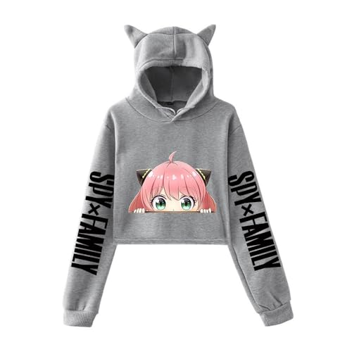 LKY STAR Anime Spy x Family Merch Damen Sexy Crop Hoodie Sweatshirt mit Katzenohren für Teens Harajuku Trainingsanzug Kleidung LKY STAR Anime Spy x Family Merch Damen Sexy Crop Hoodie Sweatshirt mit Katzenohren für Teens Harajuku Trainingsanzug Kleidung von LKY STAR