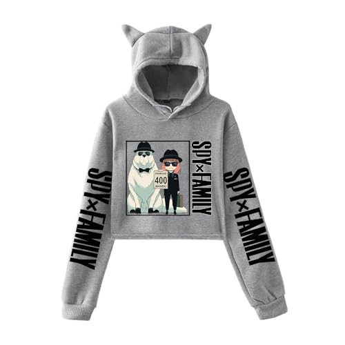 LKY STAR Anime Spy x Family Merch Damen Sexy Crop Hoodie Sweatshirt mit Katzenohren für Teens Harajuku Trainingsanzug Kleidung LKY STAR Anime Spy x Family Merch Damen Sexy Crop Hoodie Sweatshirt mit Katzenohren für Teens Harajuku Trainingsanzug Kleidung von LKY STAR