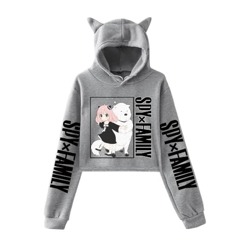 LKY STAR Anime Spy x Family Merch Damen Sexy Crop Hoodie Sweatshirt mit Katzenohren für Teens Harajuku Trainingsanzug Kleidung LKY STAR Anime Spy x Family Merch Damen Sexy Crop Hoodie Sweatshirt mit Katzenohren für Teens Harajuku Trainingsanzug Kleidung von LKY STAR
