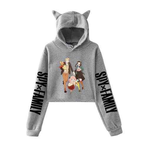 LKY STAR Anime Spy x Family Merch Damen Sexy Crop Hoodie Sweatshirt mit Katzenohren für Teens Harajuku Trainingsanzug Kleidung LKY STAR Anime Spy x Family Merch Damen Sexy Crop Hoodie Sweatshirt mit Katzenohren für Teens Harajuku Trainingsanzug Kleidung von LKY STAR