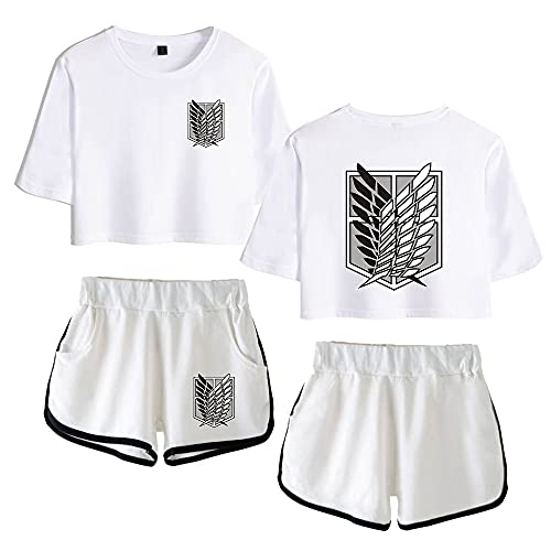 LKY STAR Attack On Titan Sommer Sport Sets mit Druck Anime T-Shirts Crop Top und shorts Anzug für Damen Mädchen von LKY STAR