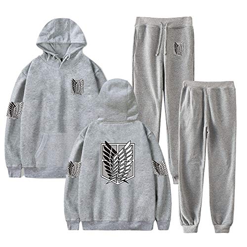 LKY STAR Attack On Titan Trainingsanzug Set Hoodie und Jogginghose 2-teiliges Zweiteiliges Sweatshirt für Männer Frauen Teenager XXS-4XL von LKY STAR