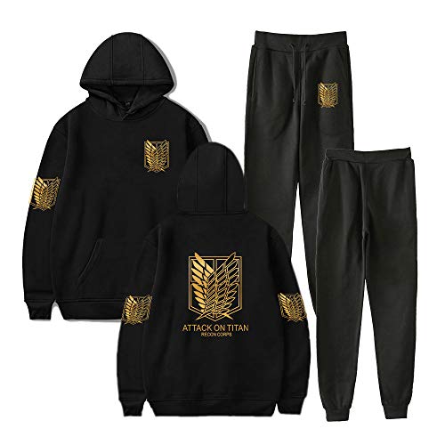 LKY STAR Attack On Titan Trainingsanzug Set Hoodie und Jogginghose 2-teiliges Zweiteiliges Sweatshirt für Männer Frauen Teenager XXS-4XL von LKY STAR