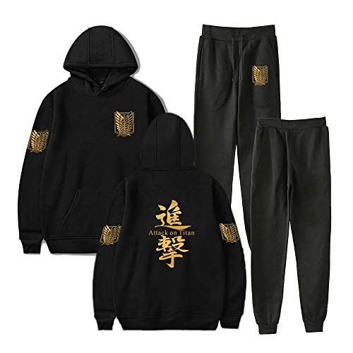 LKY STAR AOT Trainingsanzug Set Hoodie und Jogginghose 2-teiliges Zweiteiliges Sweatshirt für Männer Frauen Teenager XXS-4XL von LKY STAR