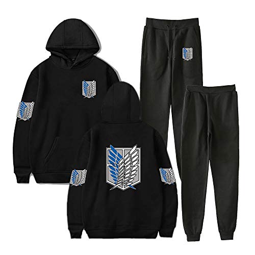 LKY STAR AOT Trainingsanzug Set Hoodie und Jogginghose 2-teiliges Zweiteiliges Sweatshirt für Männer Frauen Teenager XXS-4XL von LKY STAR