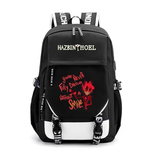 LKY STAR Hazbin Hotel Merch Leichtgewichtig Rucksack Canvas Schultasche Laptop Schultasche Freizeitrucksack for Mädchen Damen von LKY STAR