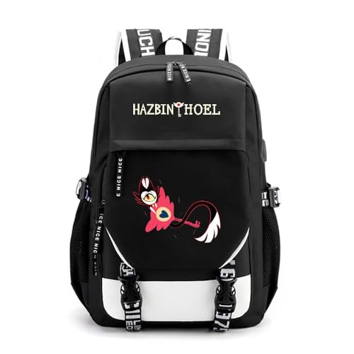 LKY STAR Hazbin Hotel Merch Leichtgewichtig Rucksack Canvas Schultasche Laptop Schultasche Freizeitrucksack for Mädchen Damen von LKY STAR