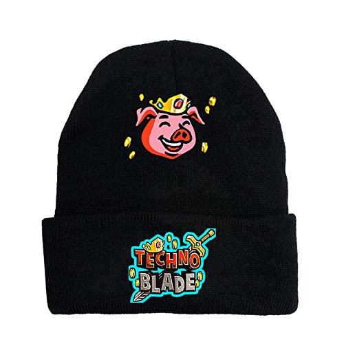 Technoblade Strickmützen Casual Mützen für Herren Damen Gestrickte Winter Hut Solide Bedrucktes Motorhaube Unisex Kappe von LKY STAR