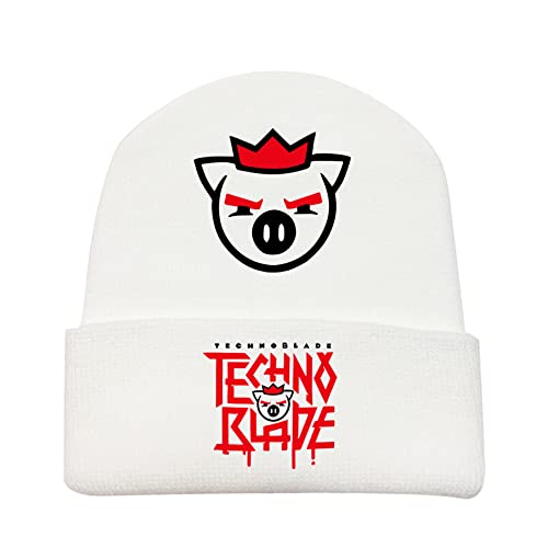 Technoblade Strickmützen Casual Mützen für Herren Damen Gestrickte Winter Hut Solide Bedrucktes Motorhaube Unisex Kappe von LKY STAR