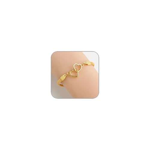 LKingel Goldarmbänder für Damen, 14 Karat vergoldet, Kristall-Zirkonia, Kreuz-Herz-Armband, Goldkette, Armband, Doppelherz-Armband, Unendlichkeits-Charm-Armbänder, Hochzeit, Abschlussball, Large, 合金 von LKingel