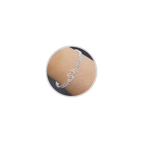 LKingel Goldarmbänder für Damen, 14 Karat vergoldet, Kristall-Zirkonia, Kreuz-Herz-Armband, Goldkette, Armband, Doppelherz-Armband, Unendlichkeits-Charm-Armbänder, Hochzeit, Abschlussball, Large, 合金 von LKingel