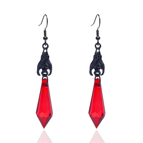 LKingel Gothic Dark Fledermaus Ohrringe für Frauen Gothic Kristall baumeln Tropfen Ohrring Halloween Vampir Ohrringe Punk Teardrop Ohrring Halloween Kostüm Zubehör Style1 von LKingel