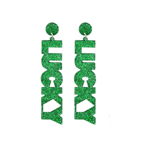 St. Patrick's Day Ohrringe, Viel Glück, grüne Kleeblatt-Ohrringe für Damen, Irische Festival-Ohrringe (B,One Size) von LLBFZ