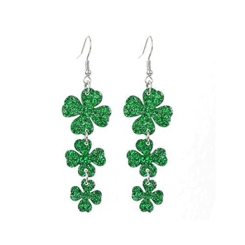 St. Patrick's Day Ohrringe, Viel Glück, grüne Kleeblatt-Ohrringe für Damen, Irische Festival-Ohrringe (D,One Size) von LLBFZ