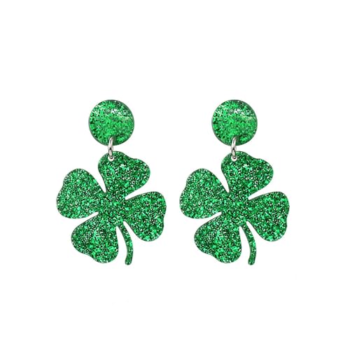 St. Patrick's Day Ohrringe, Viel Glück, grüne Kleeblatt-Ohrringe für Damen, Irische Festival-Ohrringe (E,One Size) von LLBFZ