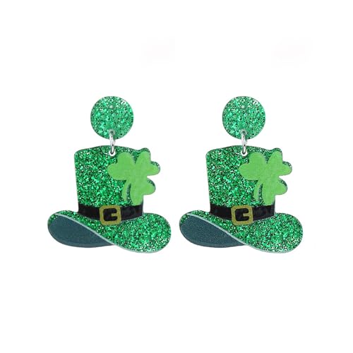 St. Patrick's Day Ohrringe, Viel Glück, grüne Kleeblatt-Ohrringe für Damen, Irische Festival-Ohrringe (G,One Size) von LLBFZ