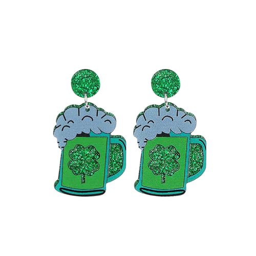 St. Patrick's Day Ohrringe, Viel Glück, grüne Kleeblatt-Ohrringe für Damen, Irische Festival-Ohrringe (H,One Size) von LLBFZ