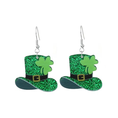 St. Patrick's Day Ohrringe, Viel Glück, grüne Kleeblatt-Ohrringe für Damen, Irische Festival-Ohrringe (I,One Size) von LLBFZ