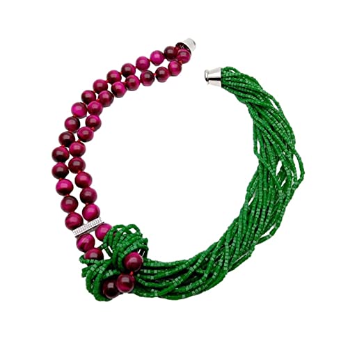 LLBOGRGGN 2 Reihen 12 mm Fuchsia Tigerauge 18 Reihen 3 mm grüne Kristall-Statement-Halskette for Frauen LLBOGRGGN 2 Reihen 12 mm Fuchsia Tigerauge 18 Reihen 3 mm grüne Kristall-Statement-Halskette for Frauen von LLBOGRGGN