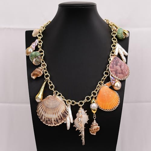LLBOGRGGN 20" Multi Shape Sea Shell Purple Keshi Pearl Pendant Chain Necklace Jewelry Vintage For Women Party Jewelry LLBOGRGGN 20" Multi Shape Sea Shell Purple Keshi Pearl Pendant Chain Necklace Jewelry Vintage For Women Party Jewelry von LLBOGRGGN