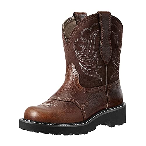 LLDG Damen Cowboystiefel Retro Halbhoch Schlupfstiefel Vintage Halblange Stiefel Freizeit Kurzschaft Boots Western Stiefeletten Lässige Flache Knöchelstiefel rutschfest Ankle Boots, Braun, 36 EU von LLDG