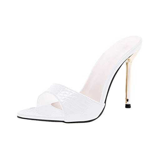 LLDG Damen High Heel Sandaletten mode Pointed Toe pumps sexy Schlangen druck Sandalen Elegante Retro Slip on Slipper Modische Stilettos Sandal Vintage Open Toe Sommerschuhe mit Pfennigabsatz von LLDG