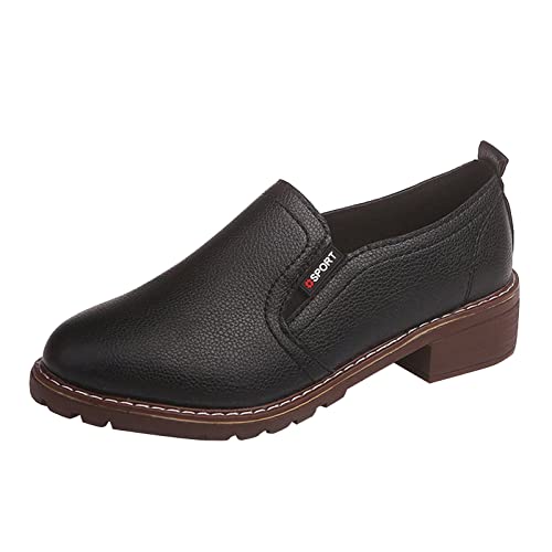 LLDG Damen Lederschuhe Elegant Klassische mokassins Bootsschuhe Mary Jane Schuhe Low top Halbschuhe Slip on Bootsschuhe Bequeme Atmungsaktive Schlupfschuh Freizeitschuhe Wanderschuhe, Schwarz, 37 EU von LLDG