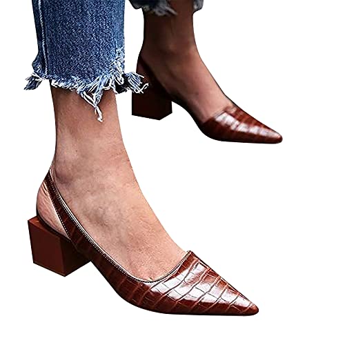 LLDG Damen Slingpumps Slip on Pointed Toe Slingback Sandalen Elegant Lackleder Plateau Blockabsatz Heels Party Kleid Sandale Zarte Sommerschuhe Modische Slipper Retro Halbschuhe Schlupfschuhe von LLDG