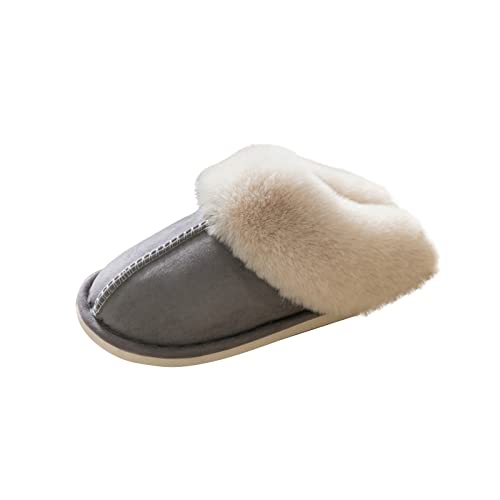 LLDG Damen und Herren Hausschuhe Winter Plüsch Warme Pantoffeln rutschfeste Faux Pelz Slipper Weiche Flache Latschen Lammfell Flauschige Gefüttert Schlappen Outdoor/Indoor Hüttenschuhe Weiche Slides von LLDG